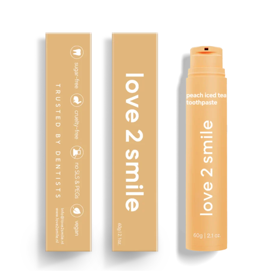 Balinanti dantų pasta su dozatoriumi "Love2smile", šaltos persikų arbatos skonio 60 ml. - Image 2