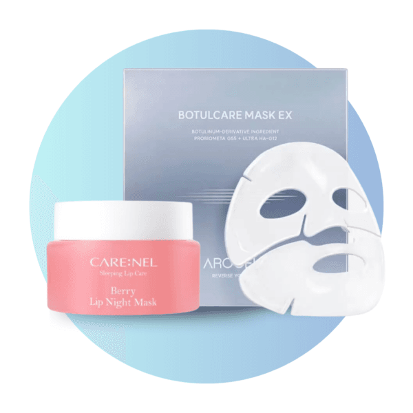 Naktinė lūpų kaukė Carenel Berry, 23g ir veido kaukė Arocell